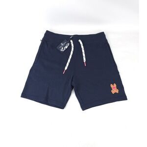 Men's S Psycho Bunny NWT Navy Sweat Shorts Embroidered Logo Zip Pockets Org $85